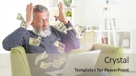  Presentation with senior smart home - Cool new PPT theme with money flying out of laptop backdrop and a mint green colored foreground