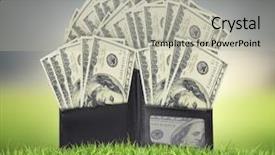  Presentation with e wallet - Theme having money from open a wallet background and a  colored foreground