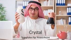  Presentation with arab - PPT layouts featuring money gas - young arab businessman in business background and a soft green colored foreground