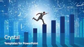  Presentation with economic perspectives - Slide deck with increase time - businessman running towards economic success background and a teal colored foreground