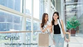  Presentation with shopping - Amazing slide set having department dokument - friends go shopping together backdrop and a lemonade colored foreground