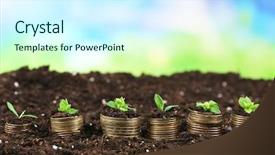  Presentation with gold coins and jewelry - Colorful PPT theme enhanced with money green - business concept golden coins backdrop and a cool aqua colored foreground