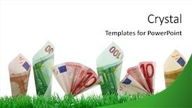  Presentation with growing - Slides featuring money growing in grass isolated background and a white colored foreground