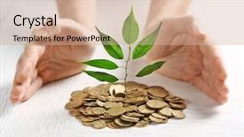  Presentation with sprouting plant - Cool new presentation theme with money growth - hands and plant sprouting backdrop and a soft green colored foreground