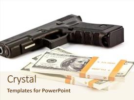 Money Guns Close Up Image Of Pistol PPT template 16 | CrystalGraphics