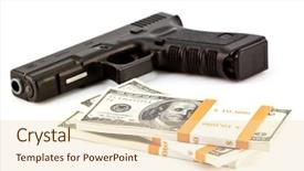  Presentation with dollar - Amazing theme having money guns - close up image of pistol backdrop and a lemonade colored foreground