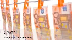  Presentation with euro - Audience pleasing PPT theme consisting of money hanging on line 5o backdrop and a lemonade colored foreground
