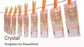  Presentation with euro - Slides featuring money hanging on line 5o background and a  colored foreground