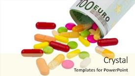  Presentation with heal - Audience pleasing presentation theme consisting of money heal - 100 euro bill and tablets backdrop and a blonde colored foreground