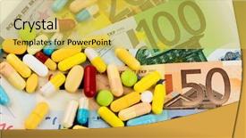  Presentation with bank - Beautiful presentation theme featuring money heal - euro bank notes and tablets backdrop and a  colored foreground