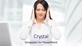  Presentation with secretary - Presentation theme with money heal - tired and upset secretary woman background and a sky blue colored foreground