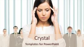  Presentation with head ache - Presentation theme featuring money heal - upset businesswoman has a head background and a lemonade colored foreground