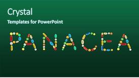  Presentation with pills - Audience pleasing slides consisting of money heal - word panacea made with pills backdrop and a ocean colored foreground