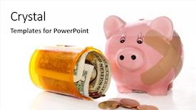  Presentation with illness - Colorful slide deck enhanced with money healthcare - cost of illness backdrop and a white colored foreground