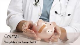  Presentation with caring hands - Presentation having money healthcare - female doctor holding caring hands background and a coral colored foreground