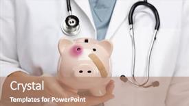  Presentation with eye doctor - Presentation having money healthcare - female doctor with stethoscope holding background and a coral colored foreground