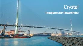  Presentation with container terminal - Presentation theme enhanced with money highway - container terminal and stonecutter bridge background and a teal colored foreground