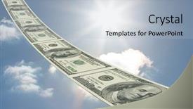  Presentation with dollar - Presentation design featuring money highway - dollar road against sky background and a light blue colored foreground