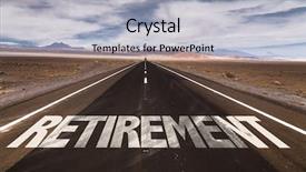  Presentation with retirement - Presentation theme consisting of money highway - retirement written on desert road background and a light gray colored foreground