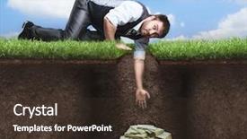  Presentation with treasure - Cool new presentation theme with money hole - businessman trying to get treasure backdrop and a tawny brown colored foreground