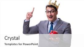  Presentation with piggy bank - Theme consisting of money hole - king businessman holding a piggy background and a  colored foreground