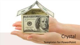  Presentation with michelle obama white house - Beautiful PPT theme featuring money house in hands isolated backdrop and a coral colored foreground