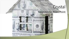  Presentation with white house - Colorful presentation theme enhanced with money house isolated on white backdrop and a white colored foreground