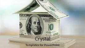  Presentation with bills - Cool new presentation with money house on stack backdrop and a coral colored foreground