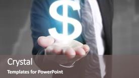  Presentation with money - Theme enhanced with money icon in hand money background and a gray colored foreground