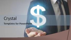  Presentation with emoney money traffic concept closeup - Slide set enhanced with money icon in hand money background and a light blue colored foreground