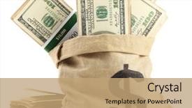  Presentation with bag - Amazing presentation design having money in bag isolated backdrop and a coral colored foreground