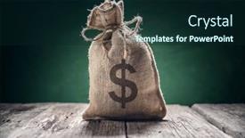  Presentation with dollar sign - Slides having money-in-burlap-sack-bag background and a wine colored foreground