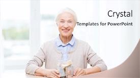  Presentation with retirement insurance - Colorful slide set enhanced with money in glass jar backdrop and a cool aqua colored foreground