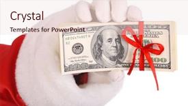  Presentation with santa - Presentation theme with money in hand of santa background and a lemonade colored foreground