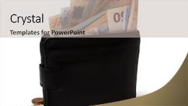  Presentation with leather - Presentation theme featuring money in leather purse isolated background and a light gray colored foreground