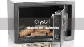  Presentation with safe electric - Audience pleasing presentation theme consisting of money in open safe isolated backdrop and a dark gray colored foreground