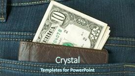  Presentation with of blue jeans denim - Presentation design enhanced with money in pocket blue jeans background and a ocean colored foreground