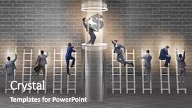  Presentation with promotion - PPT theme enhanced with money inequality - businessman getting promotion in financial background and a  colored foreground