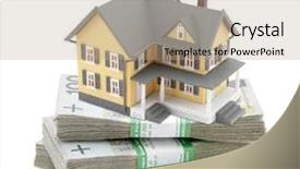  Presentation with stack - PPT theme consisting of money insurence bank - yellow house on stack background and a  colored foreground