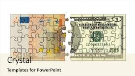  Presentation with euro - PPT theme consisting of money international business - euro and dollar puzzle isolated background and a lemonade colored foreground