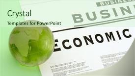  Presentation with international business - Slide set with money international business - globe and newspaper background and a soft green colored foreground