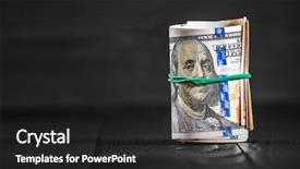  Presentation with functions of money - Colorful slides enhanced with money isolated on a wooden backdrop and a dark gray colored foreground