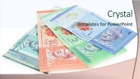  Presentation with canadian - Cool new PPT theme with money isolated on white backdrop and a sky blue colored foreground
