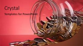  Presentation with spilling - Slide set consisting of money jar on red background and a red colored foreground