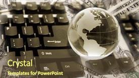  Presentation with finance - Slides enhanced with money key world - global finance background and a tawny brown colored foreground