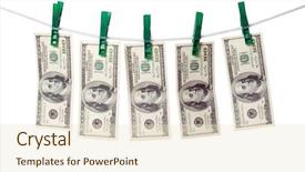  Presentation with rope - Audience pleasing presentation theme consisting of money laundry - dollars on a rope isolated backdrop and a  colored foreground