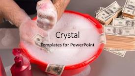  Presentation with foam - Presentation theme enhanced with money laundry - hands are washing dollars banknotes background and a  colored foreground