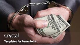  Presentation with bribe - Slides enhanced with money law - business man in handcuffs arrested background and a tawny brown colored foreground