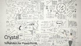  Presentation with money back - Audience pleasing PPT layouts consisting of money lessons - back view of businesswoman drawing backdrop and a light gray colored foreground