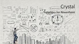  Presentation with money back - Amazing PPT theme having money lessons - back view of man standing backdrop and a light gray colored foreground